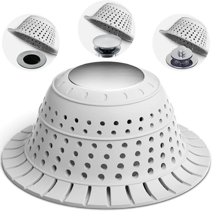 Shower Drain Hair Catcher - Bathtub Drain Cover Foldable Silicone，Shower Drain Protector for Pop-Up and Regular Drains of Shower,Tub, Bathroom, Sink
