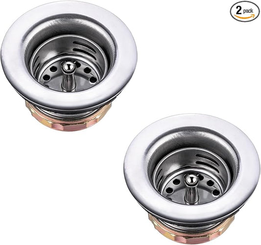 (2 Pack) Sepaitek 2" Stainless Steel RV Sink Drain Strainer Basket, Prep Bar Sink Drain Assembly, Small Drain Fits 2-Inch Openings