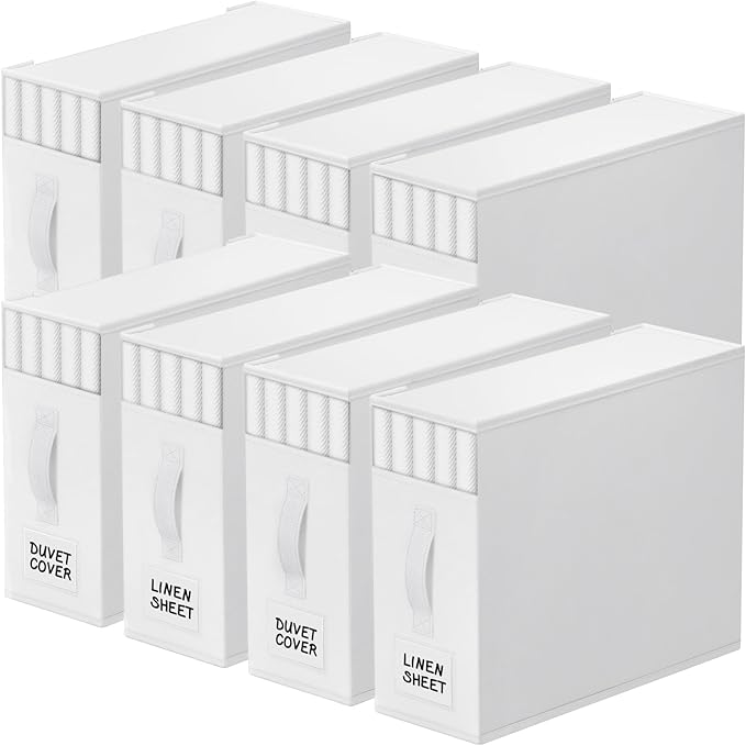 8 Pack Bed Sheet Closet Organizers and Storage, White