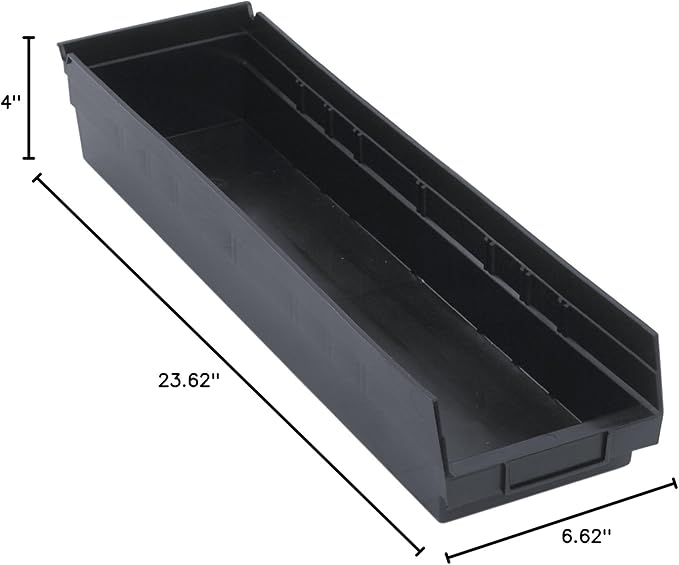 Quantum Storage QSB106 Hanging Plastic Shelf Bin Storage Containers - 23-5/8" x 6-5/8" x 4" - 8 Pack