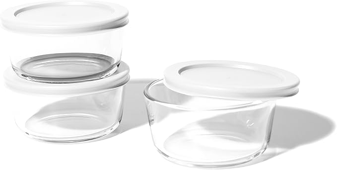 DURA LIVING 6-Piece Glass Food Storage Containers Set (3 Containers + 3 BPA-Free Lids) | 2-Cup, Leakproof | Microwave, Freezer, Oven & Dishwasher Safe