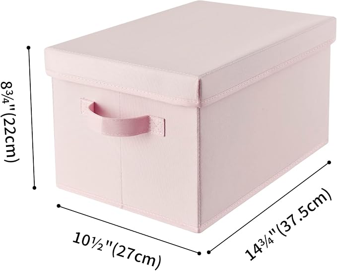GRANNY SAYS Pink Storage Bins with Lids, Barbie Storage Organizer, Doll Toy Boxes, Stackable Fabric Storage Baskets for Closet, Baby Room, Nursery, 3-Pack