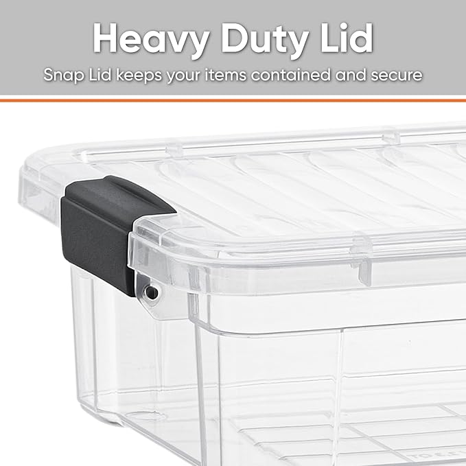 Superio Clear Storage Boxes with Lids, 1.27 Quart Plastic Container Bins for Organizing, Stackable Crates, BPA Free, Non Toxic, Odor Free