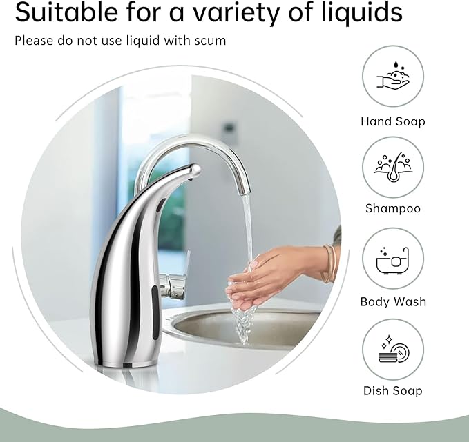 Automatic Liquid Soap Dispenser,300ML Touchless 4 Gear Adjustable,Countertop Electric Battery Operated White Hand Soap Dispenser with Sensor for Bathroom,Kitchen,Office