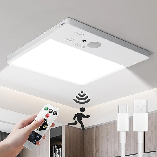 Motion Sensor Light Indoor with Remote,3 Color Motion Sensor Lights with Remote, Wireless Closet Light Battery Operated, Magnetic Dimmable LED Lights for Shower Pantry Shed Hallway Porch Garage Stairs
