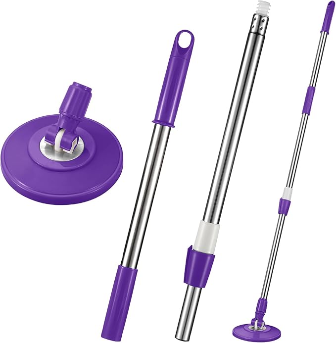 Spin Mop Replacement Handle 360 Degree Spin Mop Pole Handle Replacement Rotating Telescopic Stick for Head Replace Spinning Household Cleaning Accessories for Home(Purple)