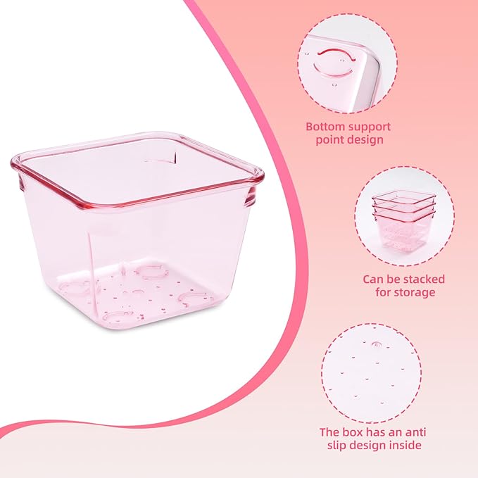 Pink Acrylic Drawer Organizers - 25 Pcs (Desk/Vanity/Bathroom)