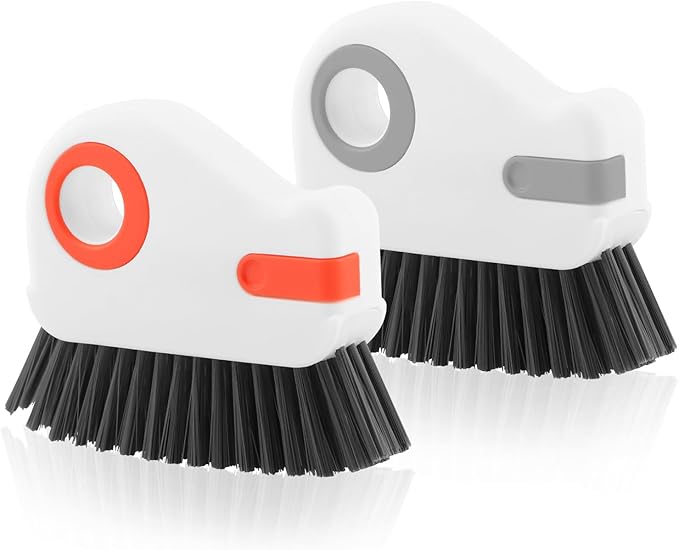 2Pcs 2 in 1 Groove Cleaning Brush, Window Track Cleaning Tools with Hidden Scraper, Multifunctional Hard Bristle Grip Brush for Sliding Door Track