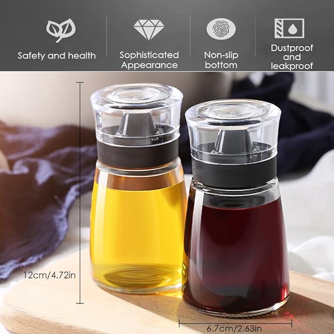 Leak-proof Oil Dispenser Bottle for Outdoor Camping, 160 ml/5.4 oz Glass Olive Oil and Vinegar Cruet, Well Sealed for Picnic Kitchen, 4 Pack
