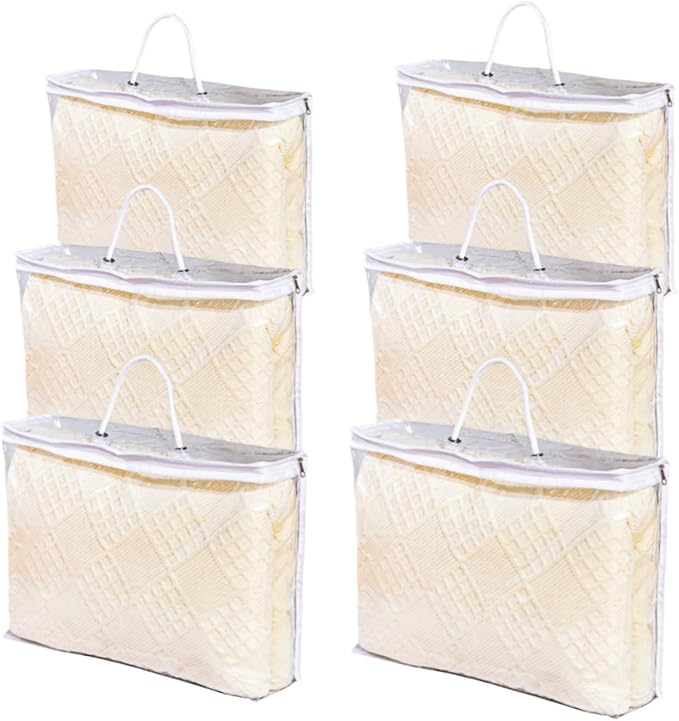 6 Pcs (16 * 12 * 4 Inch) Zippered Plastic Storage Bags, Transparent Zippered Storage Bags For Storing Linen Sweaters, Blankets, And Bed Sheets In Wardrobes