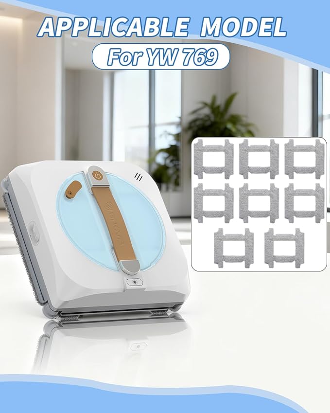 Window Cleaner Robot Replacement Cloths (8-Pack) - Sticky, Easy - Install for Spotless Windows - for YW769