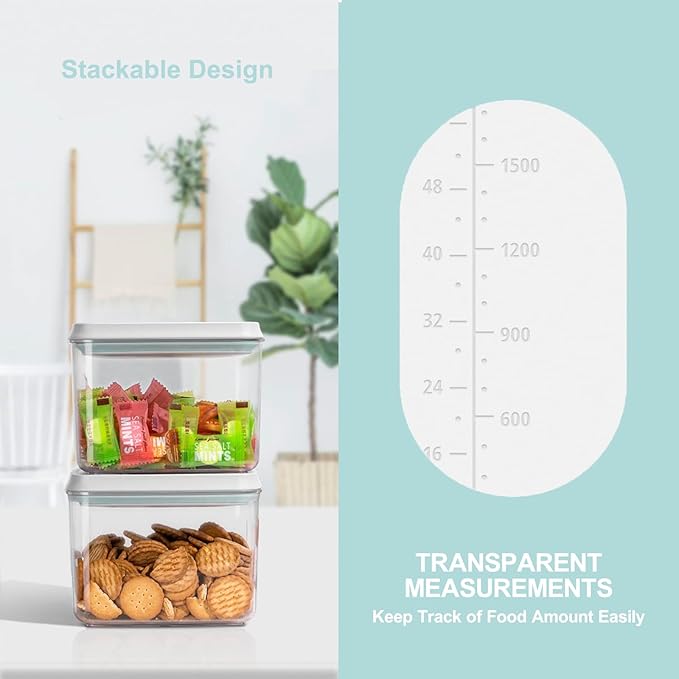 Pop Containers with Lids - Stackable Airtight Food Storage, Kitchen Pantry Storage Containers for Snacks Candy Salt Herbs Spices BPA-Free