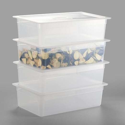 4-Pack Full Size 6" Deep Food Pan with Handled Lid
