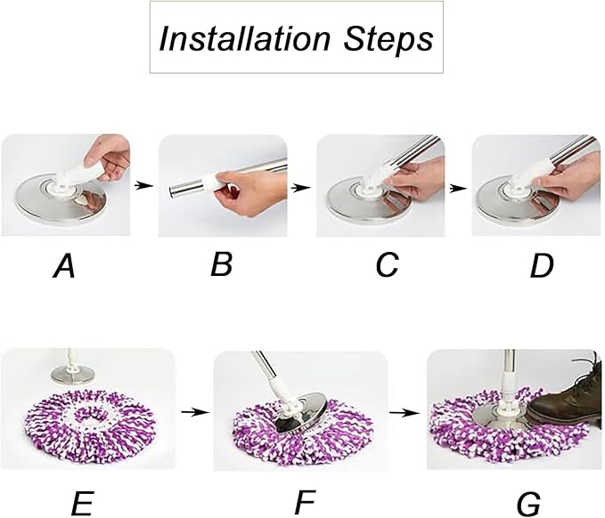 Spin Mop Pole Handle Replacement, Home Floor 360 Degrees Rotating Telescopic Replacement Handle Cleaning Tool Accessories Enhanced Thickened Version for Cleaning Home Bedroom Office (Khaki)