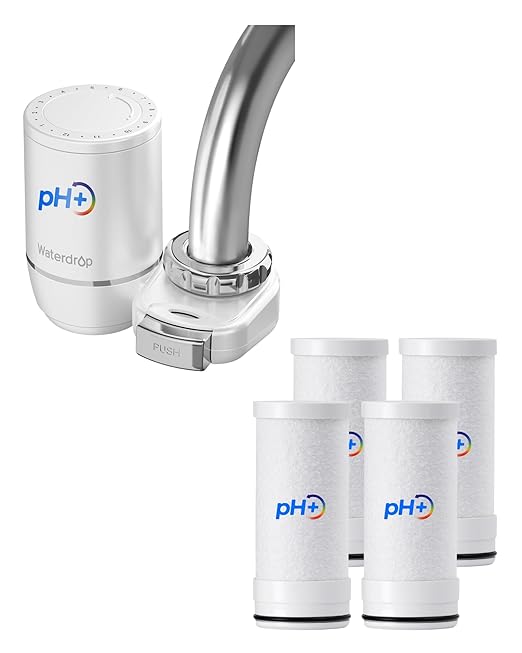 [Alkaline] Waterdrop Water Filter for Sink Faucet, Filter Life Reminder, 320 Gallon Tap Water Filter for Kitchen Sink, NSF Certified Reduces Chlorine