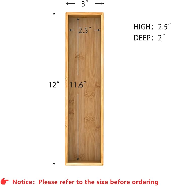 Bamboo Kitchen Drawer Organizer, 12"3"2.5"
