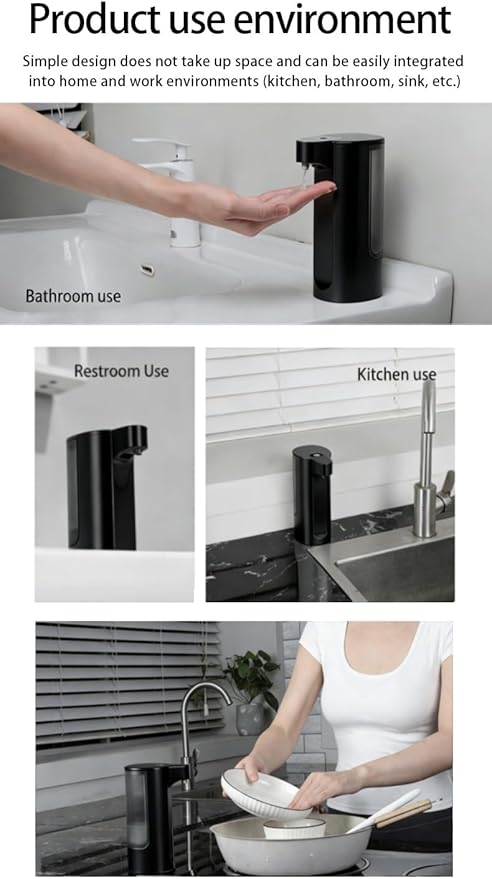 Automatic Soap Dispenser Touchless Dish Soap Dispenser 13.5oz/400ml with Infrared Sensor Type-C Rechargeable Liquid Dispenser for Bathroom and Kitchen