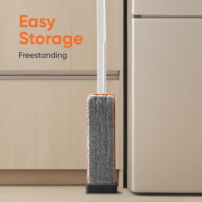 Superio Self-Wringing Microfiber Cleaning Mop with Hands-Free Wringing Blade and Reusable & Washable 8" x 4.5" Microfiber Mopping Pad for Home, Kitchen, Bathroom, Streak-Free Cleaning