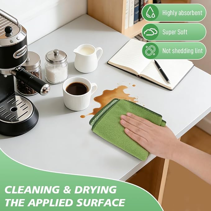 SINLAND Microfiber Dish Cloth for Washing Dishes Dish Washing Rags Best Kitchen Washcloth Cleaning Cloths Wash Cloths with Poly Scour Side 12Inchx12Inch 10 Pack Green