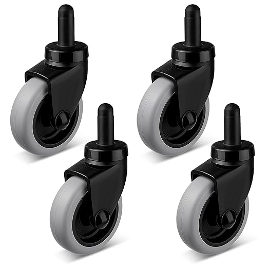 3" Mop Bucket Casters Replacement, Non-Marking TPR Castors with Grip Ring Stem, Thermoplastic Rubber Caster Set of 4 FITS