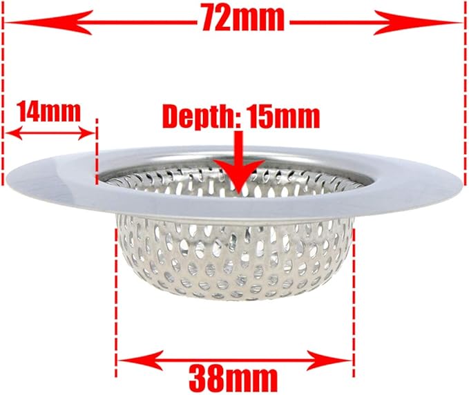 Xiaoyztan Sink Drain Strainer,Stainless Steel Kitchen Sink Drain Strainer,2.8 Inch Outer Diameter with Large Wide Rim for Sink Drain Basket,Pack of 4