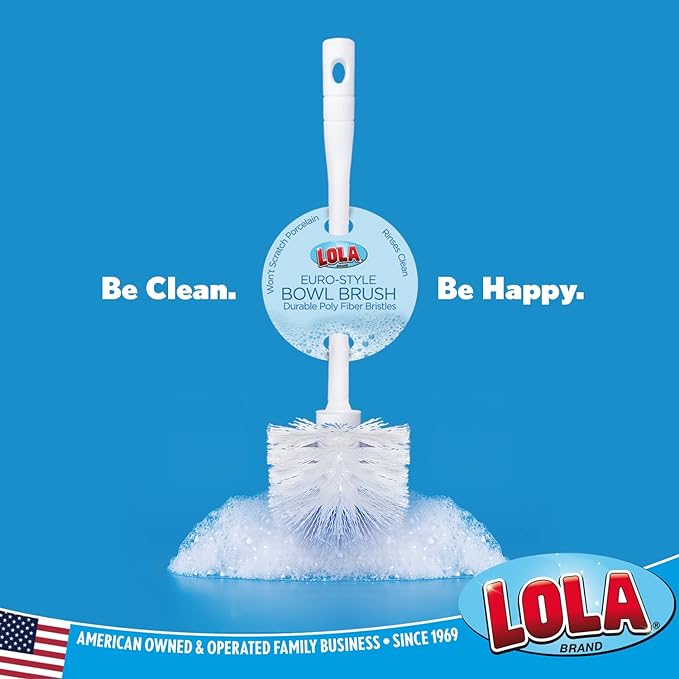 LOLA Classic Toilet Brush, 6 Pack, Durable Fiber Stiff Bristles, Compact Size, Non-Scratch, Long-Lasting