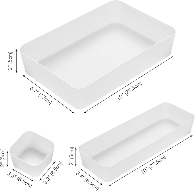Poeland 20 Pcs Drawer Organizer Tray Storage Box for Bedroom Dresser Bathroom Kitchen, Frosted