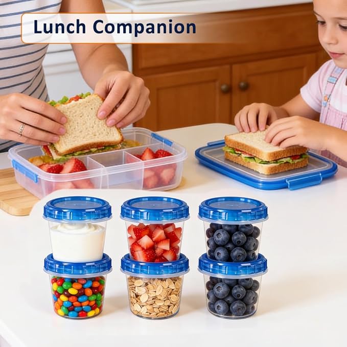 12 Pack 4oz Small Freezer Storage Containers with Twist Top Lids Airtight