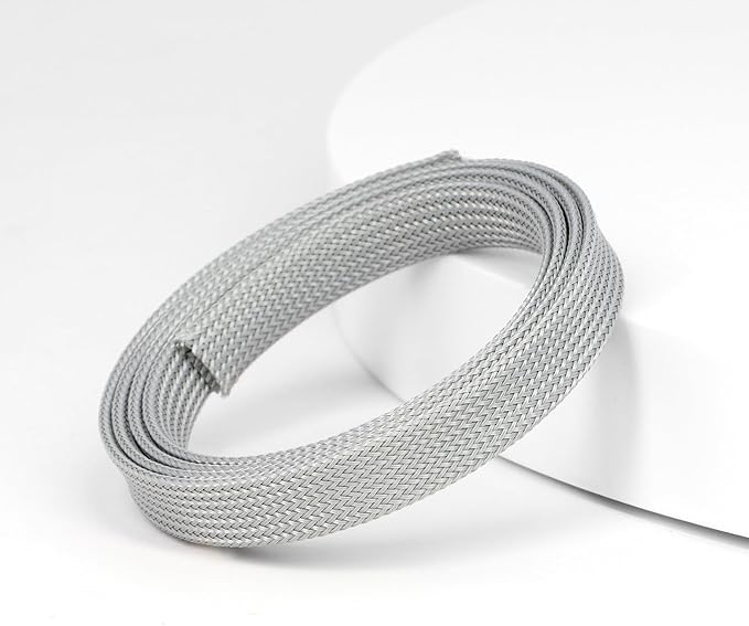 25ft PET Expandable Braided Cable Sleeve 1/2inch(12mm) Pet Braided Cable Sleeve for Audio Video Device Wire Automotive Wire (Grey)