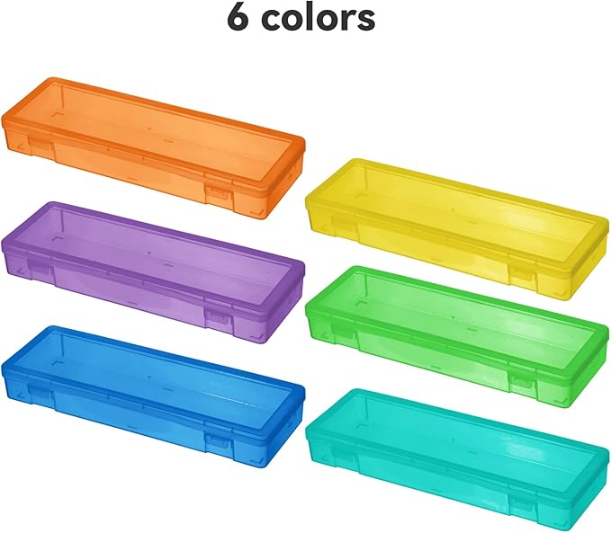 Plastic Small Storage Bins with Lids for Organizing, 6 Pack Large -Color
