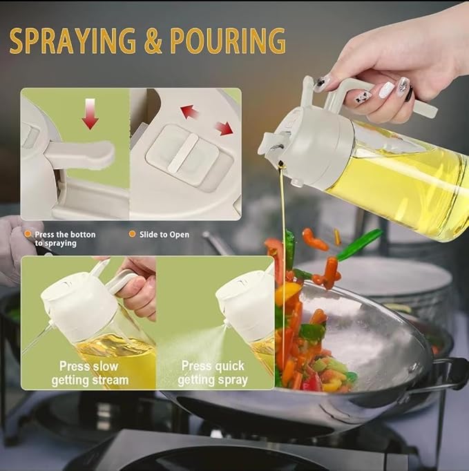 Olive Oil Sprayer for Air Fryer, 16oz Glass Oil Dispenser for Cooking, Food‑Grade Mist Bottle for Salad, Frying & BBQ”
