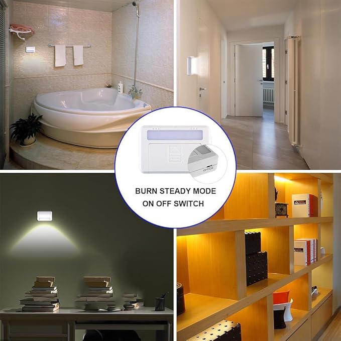 4 Pack Cordless Cabinet Lights, Door Open Activated Sensor Automatic Turn On Off Led Cupboard Drawer Closet Light Battery Operated Stick On Up Puck Lights Indoor for Kitchen Cabinets Pantry Gun Safe