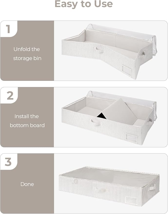 StorageWorks Extra Large Under Bed Storage Containers with Handles and Label Holder, 2 Pack Ultra-thick Fabric Underbed Bins
