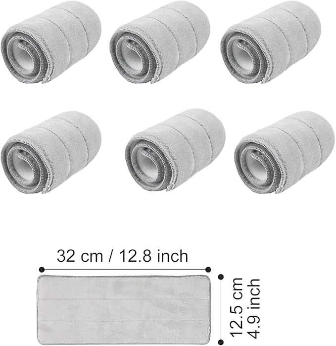 Mop Pads Replacement, 6 Pack mop Head Replacement Washable Microfiber Pads (XF-Padsx6)