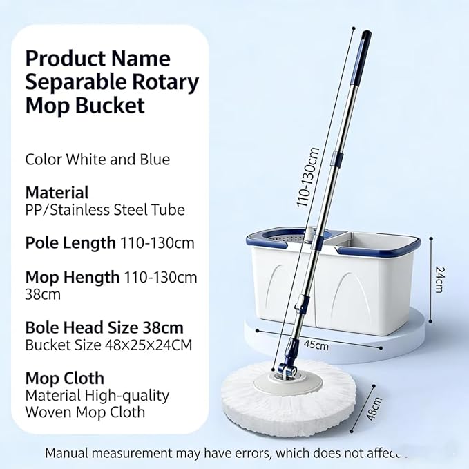 Spin Mop and Bucket Set - 360 Degree Microfiber Mop with Hands Free Wringer System, Multi Surface Floor Cleaning Mop for Hardwood, Tile, and Vinyl Floors