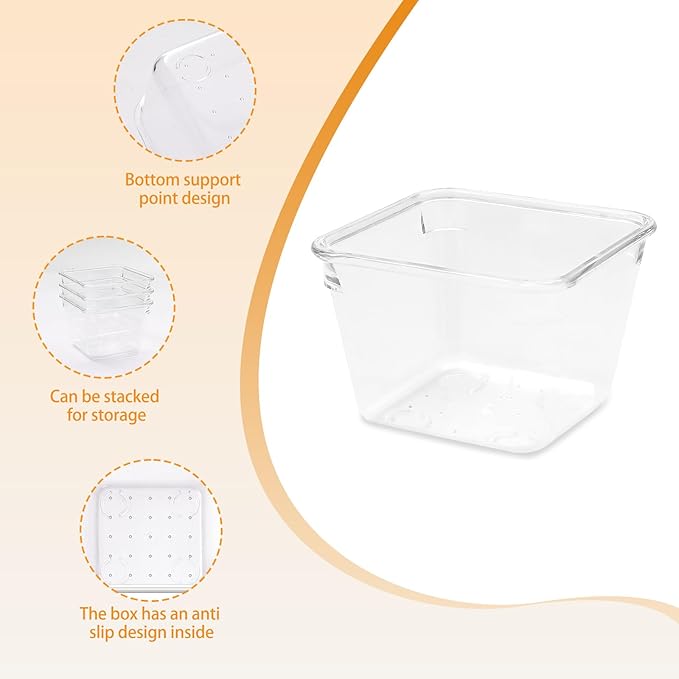 Clear Acrylic Drawer Organizers Set Storage for Makeup, Office Desk Small Vanity Trays for Drawer Bathroom Plastic Make up Organizers 25 Pcs