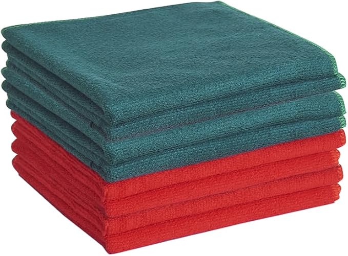 8 Pack Cleaning Cloths, Reusable Microfiber Cloth, Nanoscale Cleaning Cloth Lint Free Cloth Easy Clean Mixed [red+Green]
