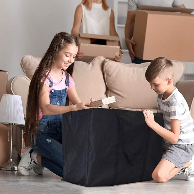 Extra Large Moving Bags with Strong Zippers & Carrying Handles, Storage Bags Storage Totes for Clothes, Moving Supplies, Space Saving, Oversized Storage Bag Organizer for Moving, Traveling (4 Pack)