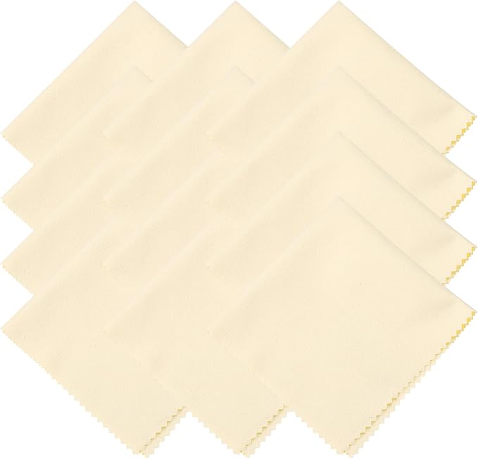 uxcell 12 Pcs Microfiber Cleaning Cloth for Glasses, 8 x 8 Inch Eyeglass Cleaning Cloth, Glasses Cleaner Wipes for Electronics Lenses Screens Cameras Cell Phones, Beige