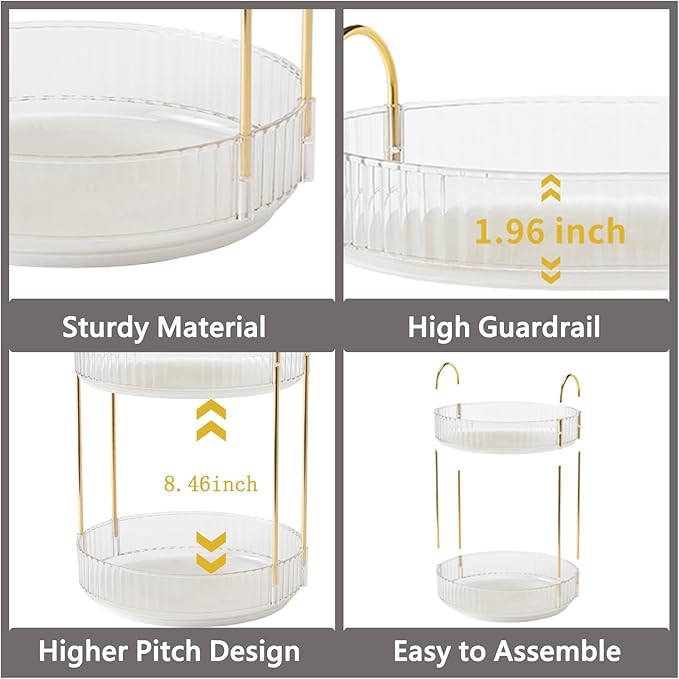 Asayuee 360 Rotating Makeup Organizer,3 Tier Large Capacity Make Up Organizers and Storage,Skincare Perfume Vanity Organizers,Bathroom Cosmetics Storage Organizer Countertop (Clear-3 Tier)