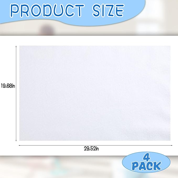 4 Pack Extra Large Microfiber Cleaning Cloths 20"x30", Lint-Free Reusable Towels for Home, Glass, Windows, Office, Kitchen, Bathroom – White