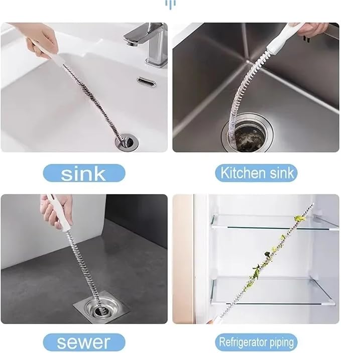 Hair Sewer Sink Cleaning Brushes Drain Cleaner Pipe Dredging Brush Bathroom Flexible(2pcs,60cm Long)