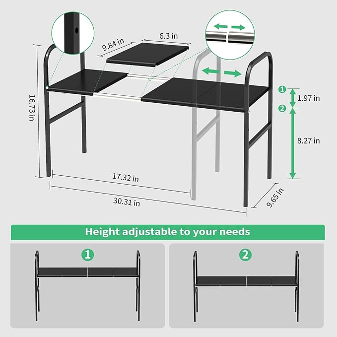 Expandable 2-Tier Under Sink Organizer, Black, 1-Tier 4 Boards