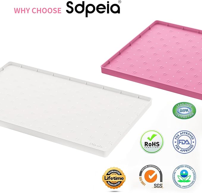 Sdpeia Under Sink Mat 31"×22" Waterproof Silicone Cabinet Liner & Sink Protector for Kitchen & Bathroom, Multi-Purpose Organizers Tray for Pets, Laundry, Cat Litter Mat, White