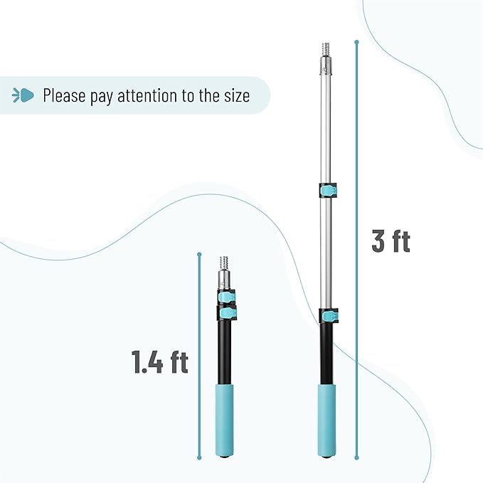 Bates- Extension Pole, 1.4 to 3 Ft Pole, Black & Blue, ‎Telescoping Pole, Extendable Pole, Telescopic Pole, Paint Pole, Paint Roller Extension Pole