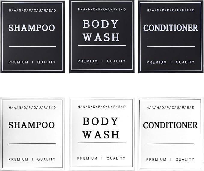 Shampoo and Conditioner Dispenser Labels Stckers and Accessories,Shower Soap Dispenser 3 Chamber No Drill Wall-Mounted Bathroom Hotel Large Capacity