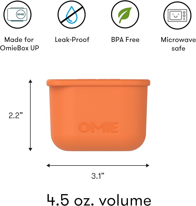 OmieBox UP (2 pack) Leakproof Dips Containers To Go, Salad Dressing Container, Condiment Container with Lids - Food Safe Silicone - 4.5 ounces