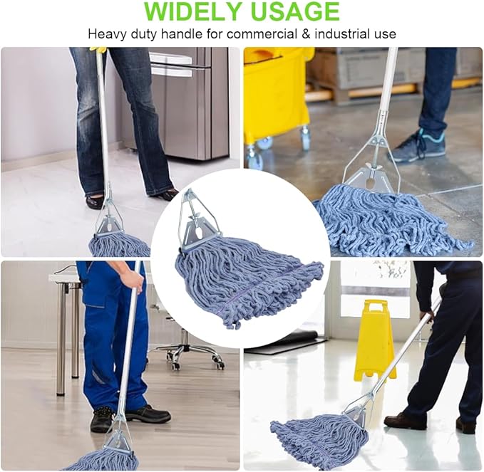 BeiLan Mop Handle Commercial Heavy Duty - 57 Inch Industrial Metal Mop Stick Replacement for Floor Cleaning - Professional Mops Head Replacement Holder
