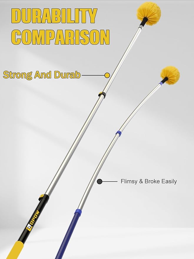 4.7-12ft Heavy-Duty Telescopic Pole - Best for Two-Story Homes & Exterior Work - Ultra-Stable Aluminum Frame Supports Large Rollers