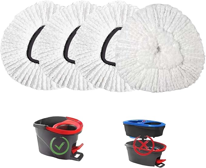 4 Pack Mop Replacement Heads for O-Ceda Mop Replace Head Spin Mop Heads Replacements, Microfiber Spin Mop Refills, Easy Cleaning Mop Head Machine Washable